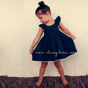 Lacey Lane | Navy Fairy Flutter Sleeve Dress | 4